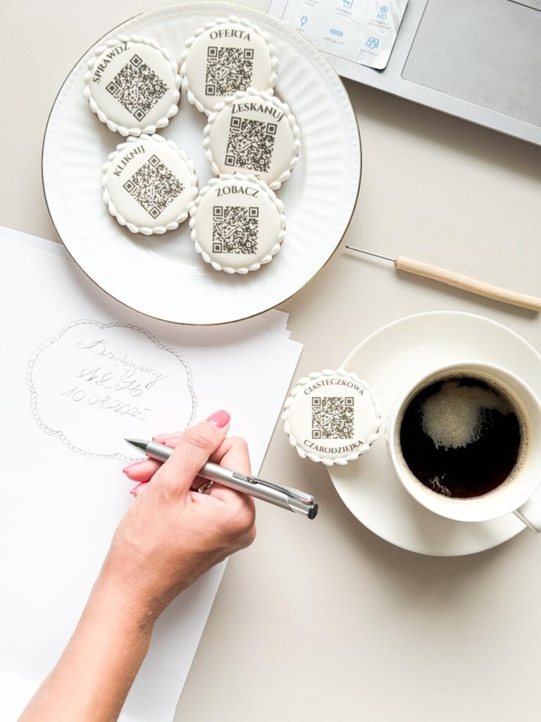 pierniczki, upominki firmowe, pierniki z logo, świąteczne upominki, branding, kod QR